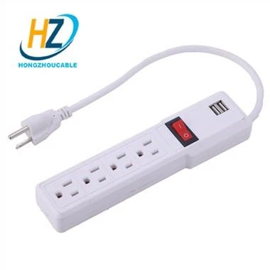 4-outlet Surge Protector Power Strip med usb